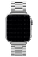 Apple Watch 9 41 mm uyumlu Metal Kordon Paslanmaz Çelik Baklalı Model Kayış Gümüş