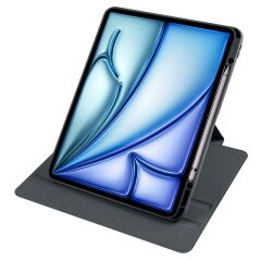 iPad Air 13 M2 2024 uyumlu Kapaklı Kılıf Kalem Bölmeli Dönebilen Yatay Dikey Standlı Akıllı Kapak Siyah