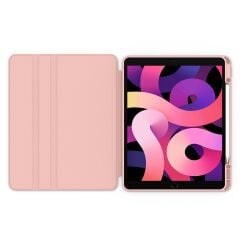 iPad Pro 11 3. Nesil 2021 Uyumlu Kılıf 360° Dönebilen Kalem Bölmeli Standlı Akıllı Kapak Premium Pudra
