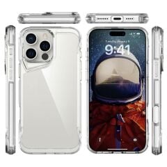 iPhone 16 Pro Max uyumlu Şeffaf Kılıf Silikon Kapak Yükseltilmiş Kenarlar Darbe Emici Max Koruma