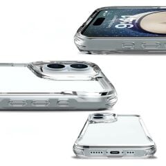 iPhone 16 uyumlu Şeffaf Kılıf Silikon Kapak Yükseltilmiş Kenarlar Darbe Emici Max Koruma