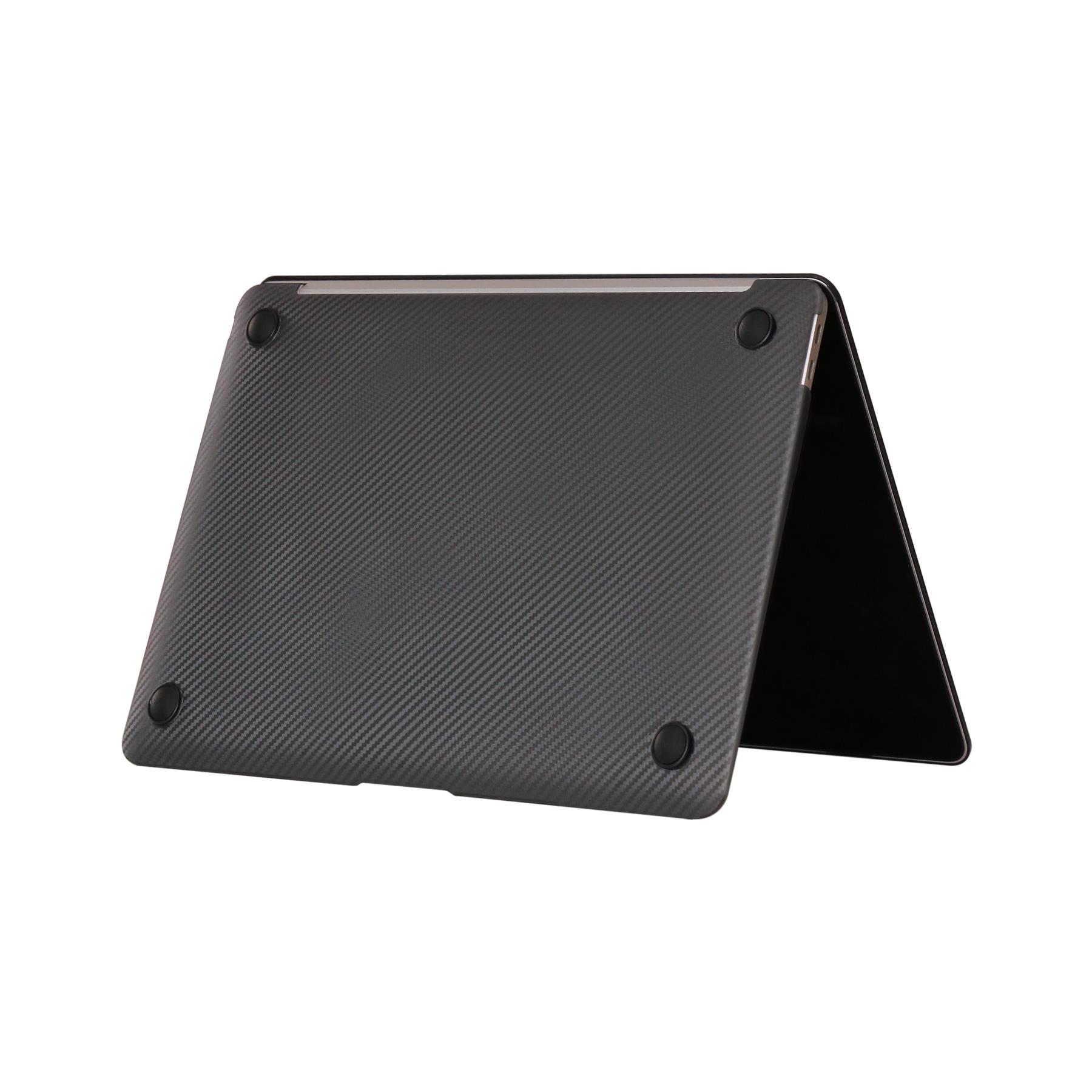 MacBook Air 13 M1 2021 A2337 uyumlu Kılıf Koruyucu Kapak Karbon Fiber Desenli Transpan Tasarım 13.3'' Siyah