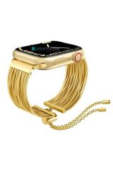 Apple Watch 6 5 4 3 2 1 SE 38 40 mm Uyumlu Ayarlanabilir Zincirli Hasır Kordon Paslanmaz Çelik Kayış