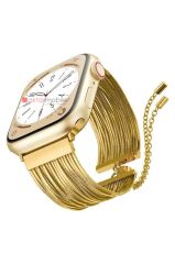 Apple Watch 6 5 4 3 2 1 SE 38 40 mm Uyumlu Ayarlanabilir Zincirli Hasır Kordon Paslanmaz Çelik Kayış