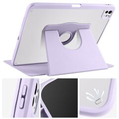 iPad Pro 13 M4 2024 uyumlu Kapaklı Kılıf Kalem Bölmeli Dönebilen Yatay Dikey Standlı Akıllı Kapak Lila