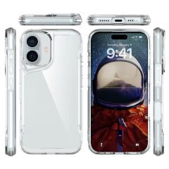 iPhone 16 Plus uyumlu Şeffaf Kılıf Silikon Kapak Yükseltilmiş Kenarlar Darbe Emici Max Koruma