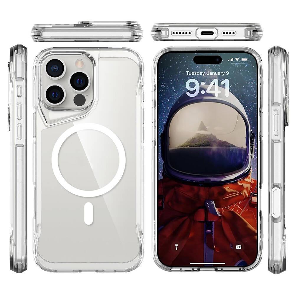 iPhone 16 Pro uyumlu Şeffaf Kılıf Magsafe Silikon Kapak Yükseltilmiş Kenarlar Max Koruma