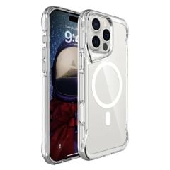 iPhone 16 Pro uyumlu Şeffaf Kılıf Magsafe Silikon Kapak Yükseltilmiş Kenarlar Max Koruma