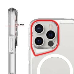 iPhone 16 Pro uyumlu Şeffaf Kılıf Magsafe Silikon Kapak Yükseltilmiş Kenarlar Max Koruma