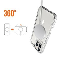 iPhone 16 Pro uyumlu Şeffaf Kılıf Magsafe Silikon Kapak Yükseltilmiş Kenarlar Max Koruma