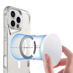 iPhone 16 Pro uyumlu Şeffaf Kılıf Magsafe Silikon Kapak Yükseltilmiş Kenarlar Max Koruma