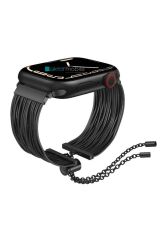 Apple Watch 6 5 4 3 2 1 SE 38 40 mm Uyumlu Ayarlanabilir Zincirli Hasır Kordon Paslanmaz Çelik Kayış Siyah