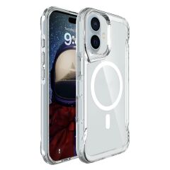 iPhone 16 uyumlu Şeffaf Kılıf Magsafe Silikon Kapak Yükseltilmiş Kenarlar Max Koruma