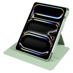 iPad Pro 11 M4 2024 uyumlu Kapaklı Kılıf Kalem Bölmeli Dönebilen Yatay Dikey Standlı Akıllı Kapak Açık Yeşil