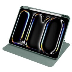 iPad Pro 11 M4 2024 uyumlu Kapaklı Kılıf Kalem Bölmeli Dönebilen Yatay Dikey Standlı Akıllı Kapak Koyu Yeşil
