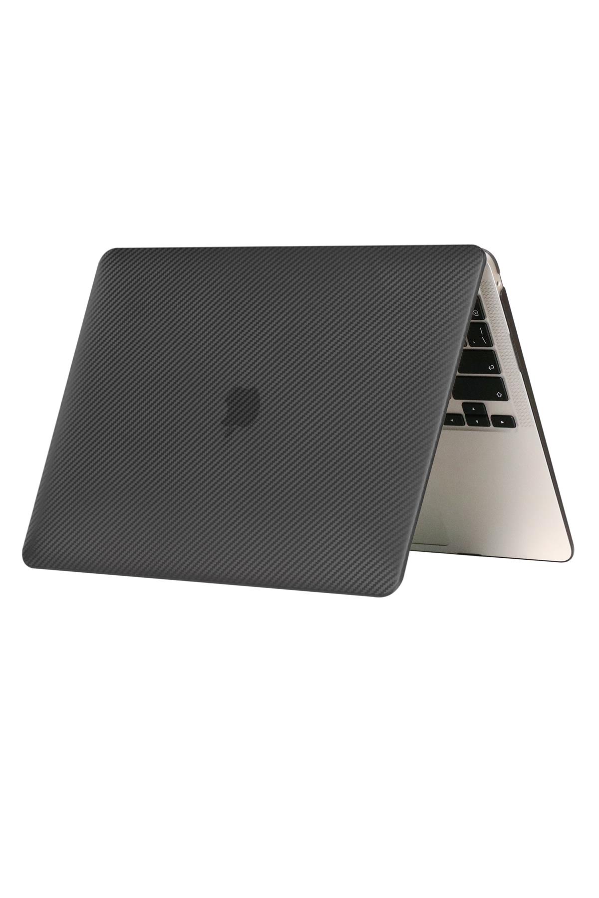 MacBook Pro 13 M2 2022 A2686 uyumlu Kılıf Koruyucu Kapak Karbon Fiber Desenli Transpan Tasarım 13.3''