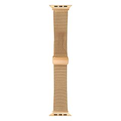 Apple Watch 9 41 mm Uyumlu Hasır Metal Kordon Magnetik D Tokalı Tel Örgü Kayış Mıknatıslı Toka Rose Gold
