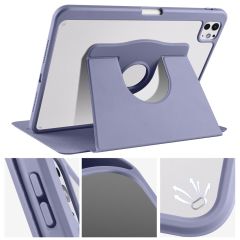 iPad Pro 11 M4 2024 uyumlu Kapaklı Kılıf Kalem Bölmeli Dönebilen Yatay Dikey Standlı Akıllı Kapak Levander Gray