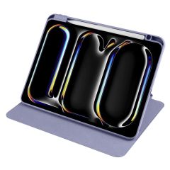 iPad Pro 11 M4 2024 uyumlu Kapaklı Kılıf Kalem Bölmeli Dönebilen Yatay Dikey Standlı Akıllı Kapak Levander Gray
