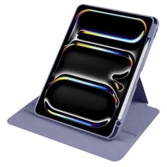 iPad Pro 11 M4 2024 uyumlu Kapaklı Kılıf Kalem Bölmeli Dönebilen Yatay Dikey Standlı Akıllı Kapak Levander Gray
