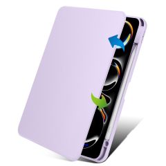 iPad Pro 11 M4 2024 uyumlu Kapaklı Kılıf Kalem Bölmeli Dönebilen Yatay Dikey Standlı Akıllı Kapak Lila