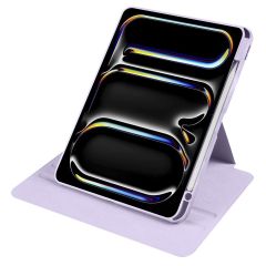 iPad Pro 11 M4 2024 uyumlu Kapaklı Kılıf Kalem Bölmeli Dönebilen Yatay Dikey Standlı Akıllı Kapak Lila