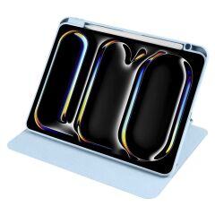iPad Pro 11 M4 2024 uyumlu Kapaklı Kılıf Kalem Bölmeli Dönebilen Yatay Dikey Standlı Akıllı Kapak Mavi