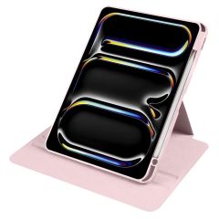 iPad Pro 11 M4 2024 uyumlu Kapaklı Kılıf Kalem Bölmeli Dönebilen Yatay Dikey Standlı Akıllı Kapak Pembe