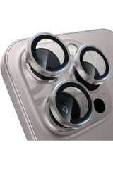 iPhone 16 Pro Max Uyumlu Premium Safir Kamera Lens Koruyucu Anti-Reftective Tam Koruma Temperli Cam Naturel Titantum