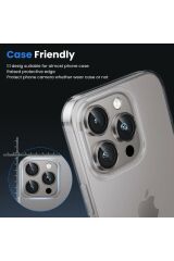 iPhone 16 Pro Max Uyumlu Premium Safir Kamera Lens Koruyucu Anti-Reftective Tam Koruma Temperli Cam Naturel Titantum
