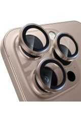 iPhone 16 Pro Max Uyumlu Premium Safir Kamera Lens Koruyucu Anti-Reftective Tam Koruma Temperli Cam Çöl Titantum