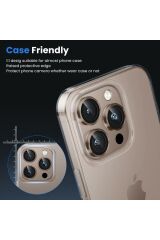 iPhone 16 Pro Max Uyumlu Premium Safir Kamera Lens Koruyucu Anti-Reftective Tam Koruma Temperli Cam Çöl Titantum