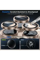 iPhone 16 Pro Max Uyumlu Premium Safir Kamera Lens Koruyucu Anti-Reftective Tam Koruma Temperli Cam Çöl Titantum