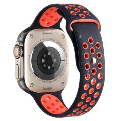 Apple Watch Ultra / Ultra 2 49 mm uyumlu Spor Kordon Yeni Seri Delikli Silikon Kayış Lacivert