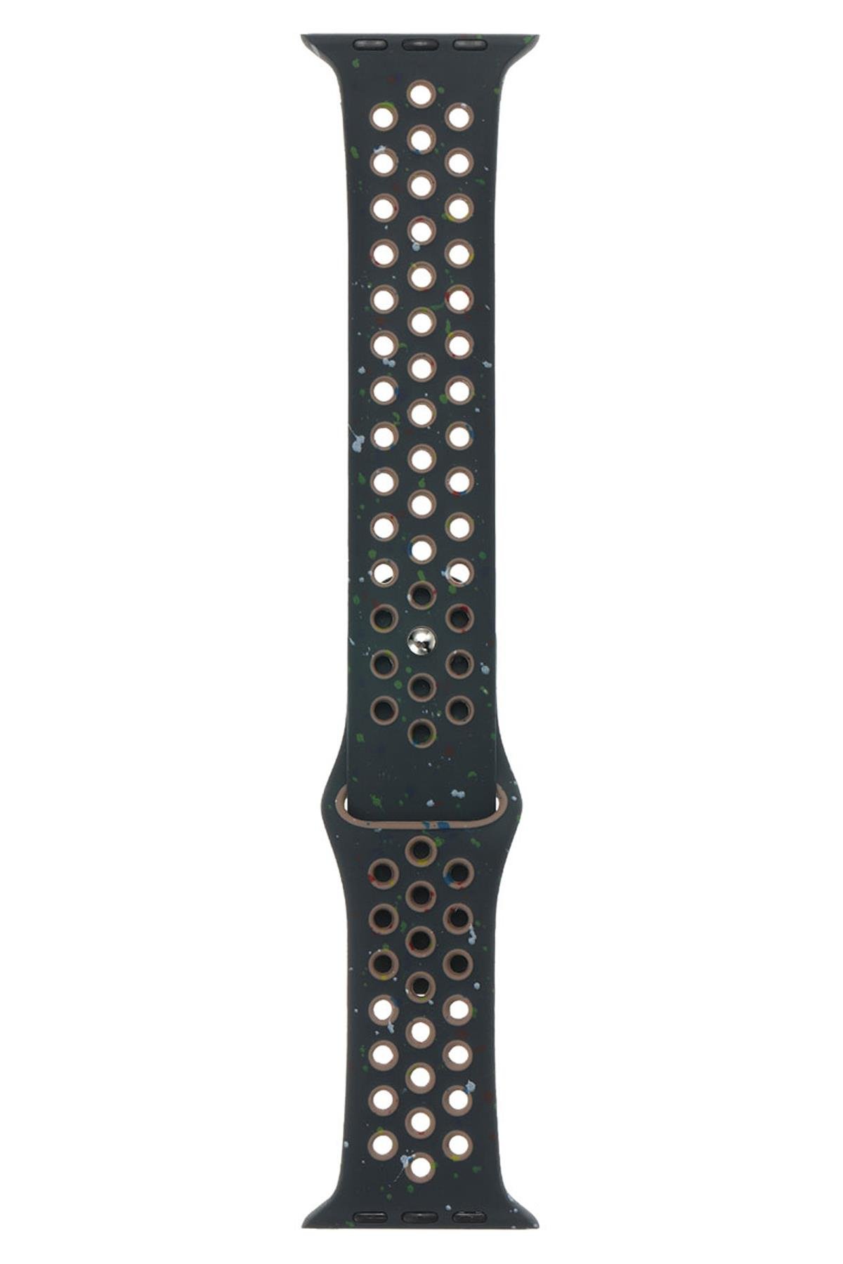 Apple Watch Ultra / Ultra 2 49 mm uyumlu Spor Kordon Yeni Seri Delikli Silikon Kayış Siyah