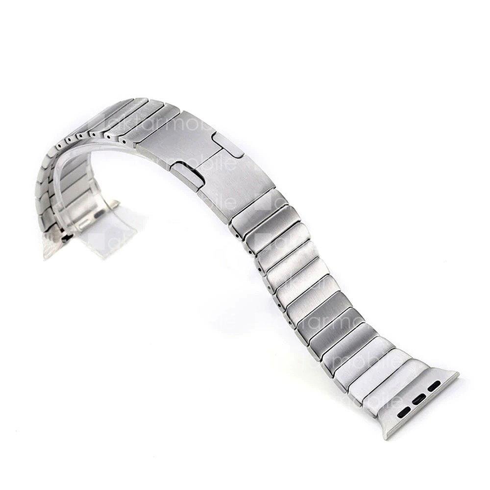 Apple Watch 8 45 mm uyumlu Metal Kordon Baklalı Model Bilezik Çelik Kayış Gümüş