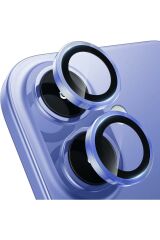 iPhone 16 Uyumlu Premium Safir Kamera Lens Koruyucu Anti-Reftective Tam Koruma Temperli Cam Açık Mavi