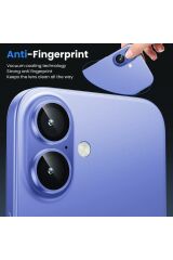 iPhone 16 Uyumlu Premium Safir Kamera Lens Koruyucu Anti-Reftective Tam Koruma Temperli Cam Açık Mavi