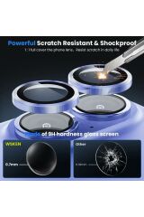 iPhone 16 Uyumlu Premium Safir Kamera Lens Koruyucu Anti-Reftective Tam Koruma Temperli Cam Açık Mavi