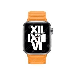 Apple Watch 8 45 mm uyumlu Baklalı Model Deri Kayış Mıknatıslı Kordon