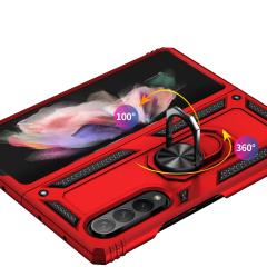 Samsung Galaxy Z Fold 3 Kılıf Metal Yüzüklü Silikon Kapak Tam Uyumlu Standlı Ultra Üstün Koruma