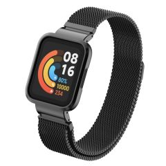 Xiaomi Mi Watch Lite uyumlu Mıknatıslı Hasır Metal Kordon & Kasa Koruma 2 in 1 Tel Örgü Kayış
