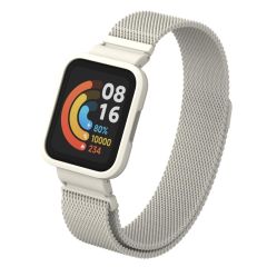 Xiaomi Mi Watch Lite uyumlu Mıknatıslı Hasır Metal Kordon & Kasa Koruma 2 in 1 Tel Örgü Kayış