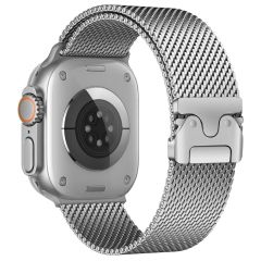 Apple Watch 6 5 4 3 2 1 SE 38 40 mm Uyumlu Hasır Çelik Örgü Kordon Premium Çelik Kayış Kilitli Toka Gümüş