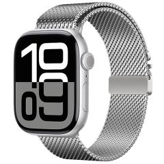 Apple Watch 6 5 4 3 2 1 SE 38 40 mm Uyumlu Hasır Çelik Örgü Kordon Premium Çelik Kayış Kilitli Toka Gümüş