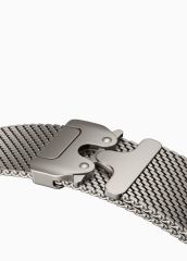 Apple Watch 6 5 4 3 2 1 SE 38 40 mm Uyumlu Hasır Çelik Örgü Kordon Premium Çelik Kayış Kilitli Toka Gümüş