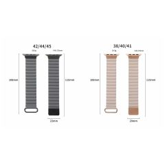 Apple Watch 10 42 mm uyumlu Mıknatıslı PU Deri Kordon Magnetik Metal Tokalı Kayış Füme