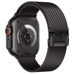 Apple Watch 6 5 4 3 2 1 SE 38 40 mm Uyumlu Hasır Çelik Örgü Kordon Premium Çelik Kayış Kilitli Toka Siyah