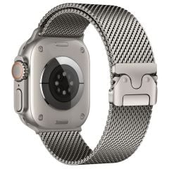 Apple Watch 7 8 9 41 mm Uyumlu Hasır Çelik Örgü Kordon Premium Paslanmaz Çelik Kayış Kilitli Toka