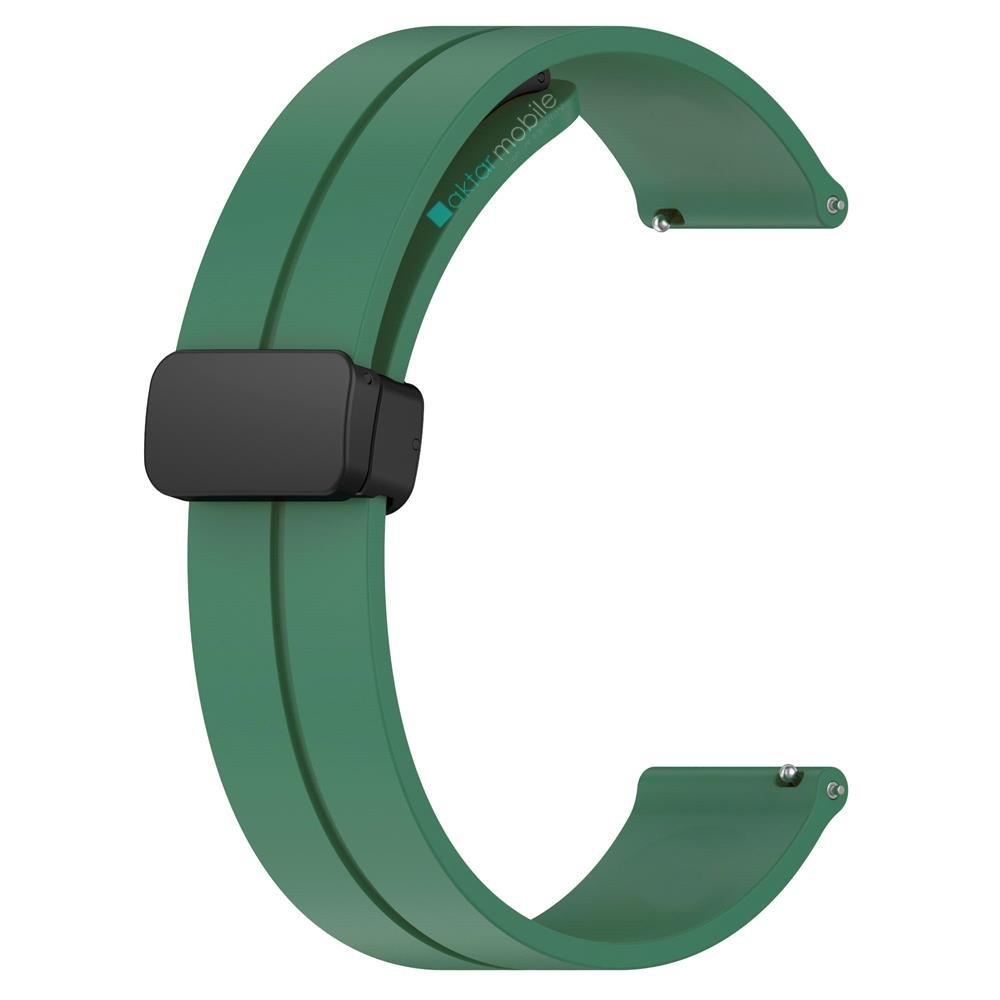 Amazfit Bip U / Bip U Pro 40 mm Silikon Kordon Magnetik D Tokalı Spor Kayış Mıknatıslı Toka Yeşil